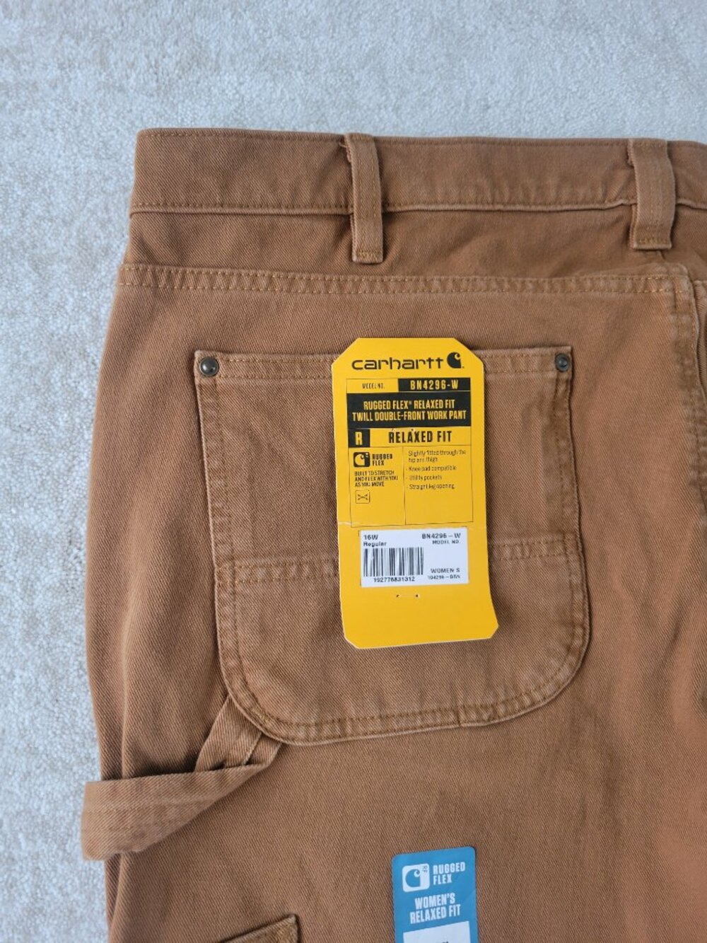 Carhartt Rugged Flex Relaxed Fit Twill Double Front Work Pant 16W Tan Womens - Picture 16 of 16